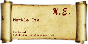 Merkle Ete névjegykártya